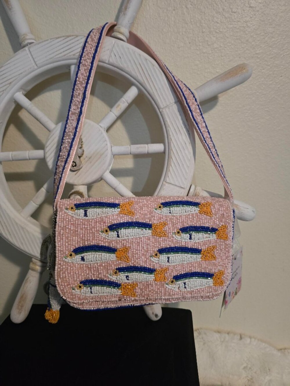 ~VIRAL~ Pink Sardine Beaded Purse with Sardine Bag Charm (NWT)